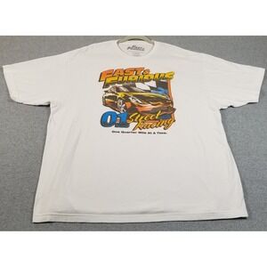 Fast & Furious Graphic T Shirt Mens 2XL XXL White Racing Car Movie Promo Tee